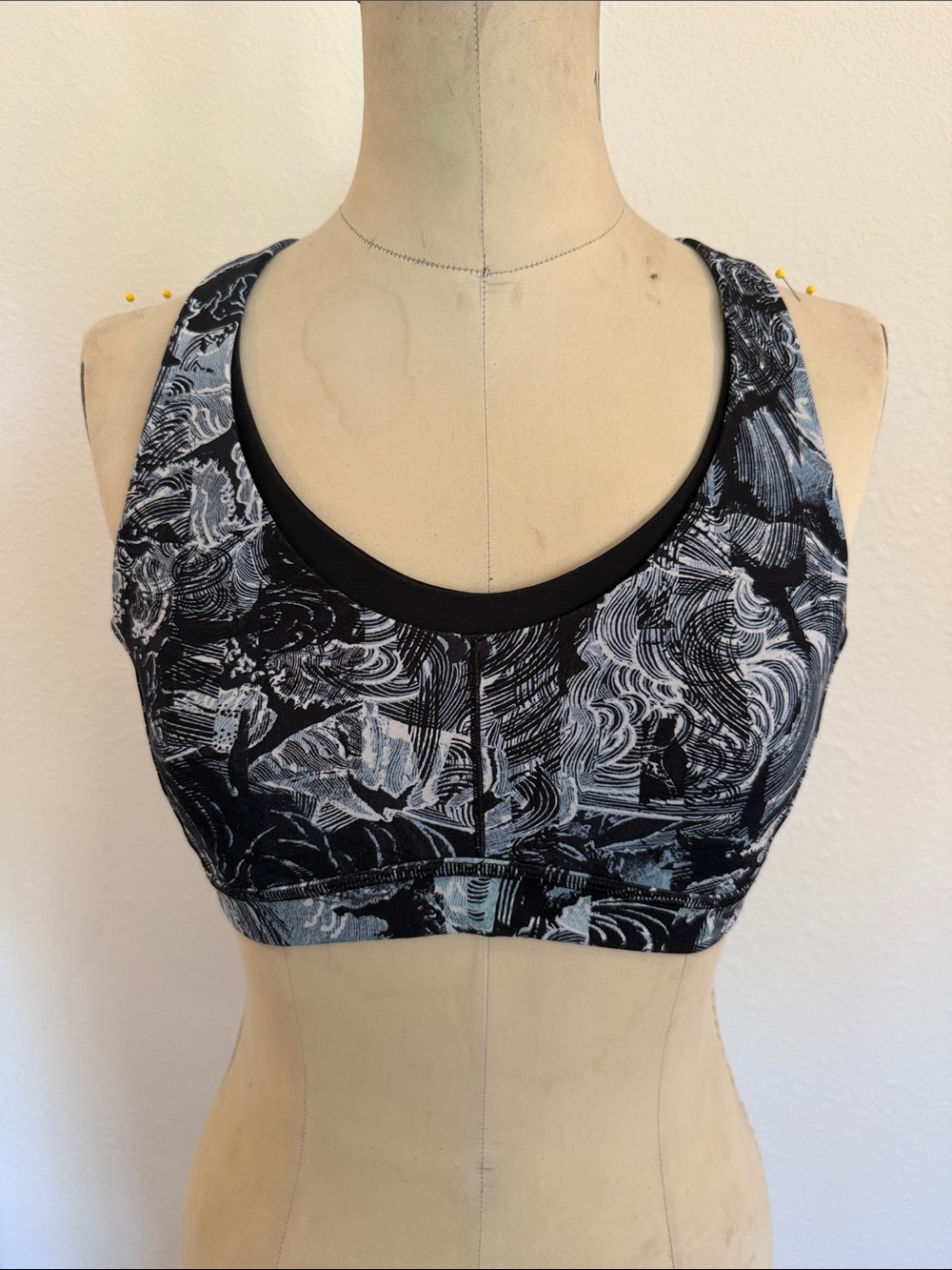 lululemon athletica Black and Gray Patterned Racerback Sports Bra